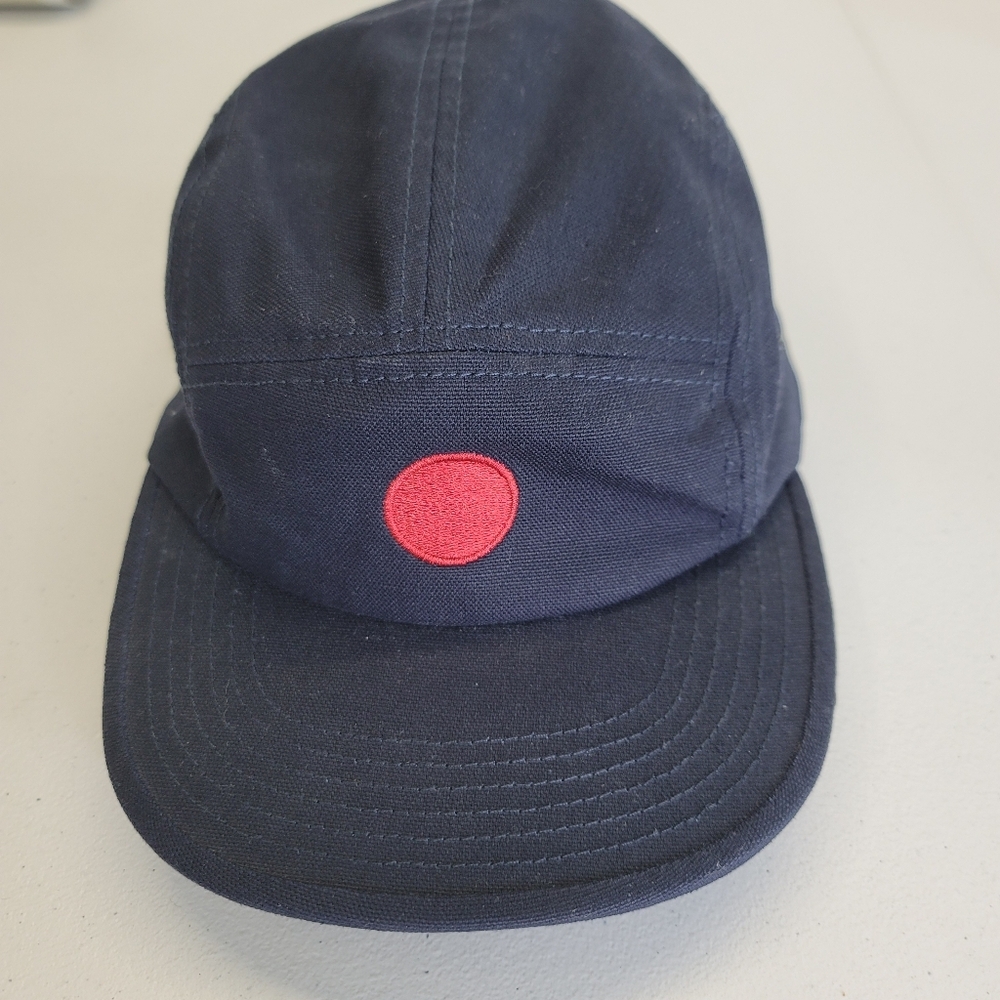 Men's Navy Cotton 5-Panel Hat with Red Patch